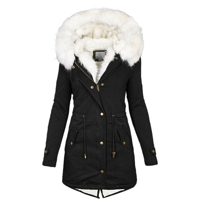 Vegan Winterjas Dames Warm met Faux Bontkraag - StudioMarella