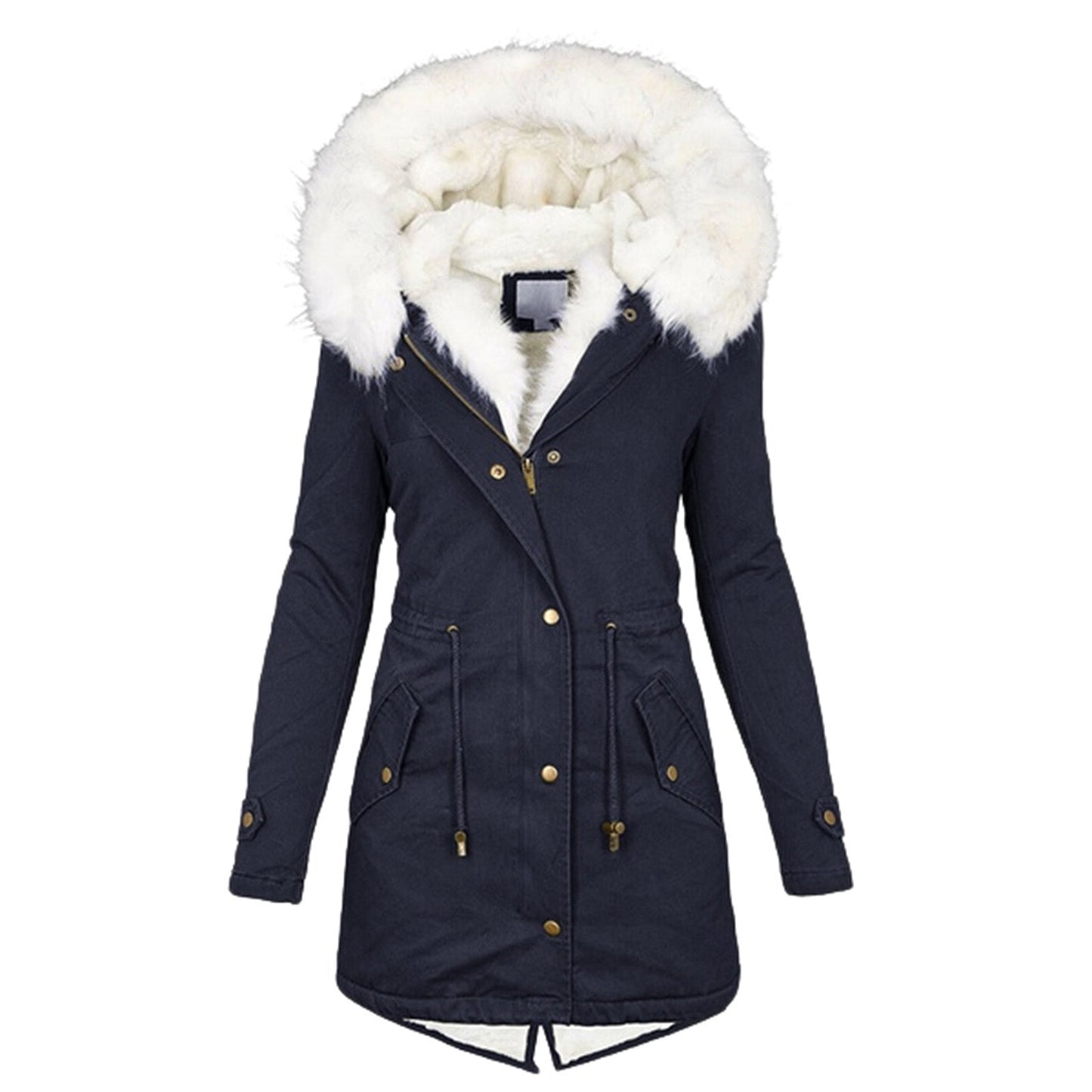 Vegan Winterjas Dames Warm met Faux Bontkraag