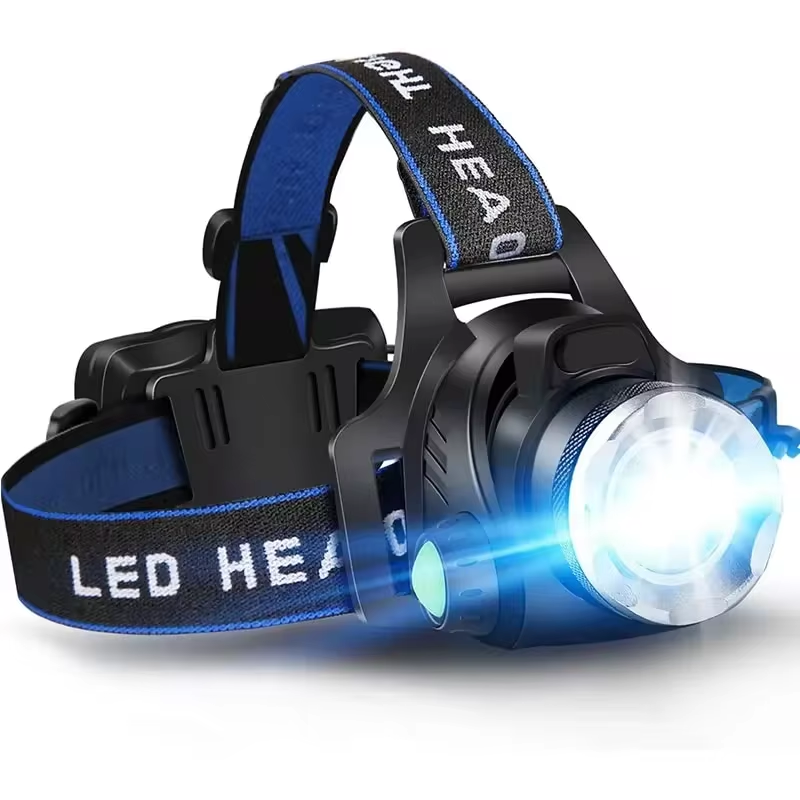LED Hoofdlamp Oplaadbaar 2000 Lumen met Zoomfunctie Waterdicht Handsfree Verlichting voor Wandelen