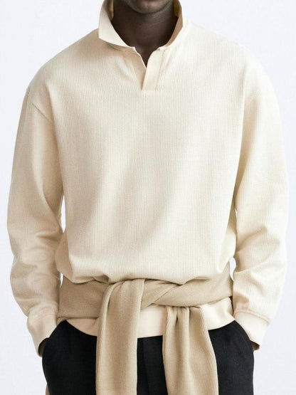 Beige Pullover met Polokraag voor Elegante Look