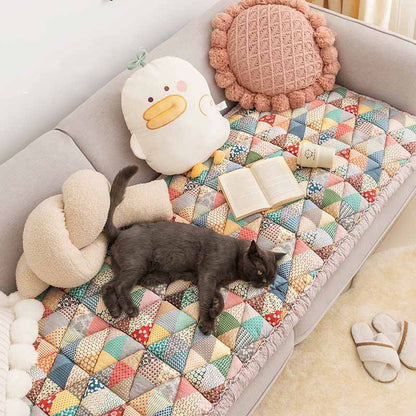 Bankhoes Katoen met Gewatteerde Beschermlaag 60x180cm Antislip Meubelbeschermer Zithoezen Diverse Kleuren
