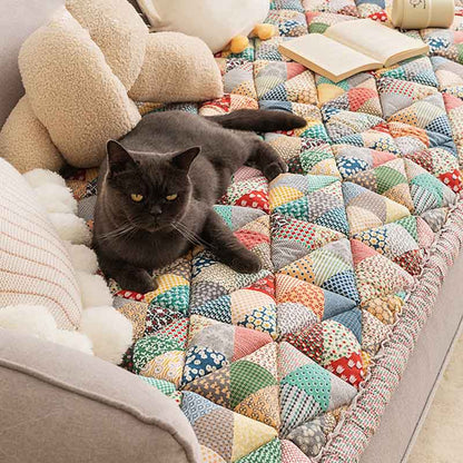 Bankhoes Katoen met Gewatteerde Beschermlaag 60x180cm Antislip Meubelbeschermer Zithoezen Diverse Kleuren