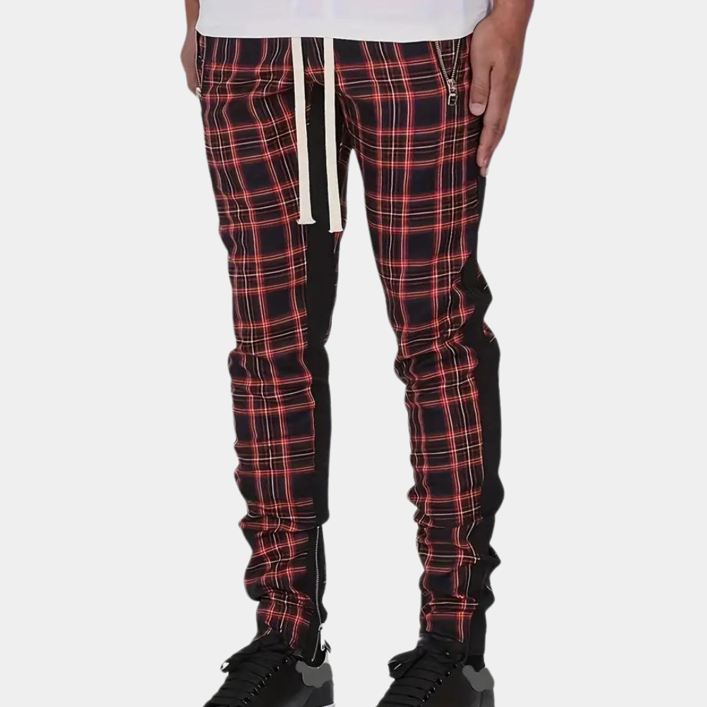 Heren Jogger Broek Geruit Stretch Stof