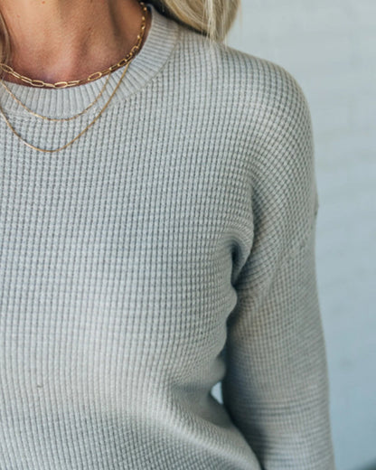Gebreid sweatshirt in een effen kleur in de kleur Grijs voor dames in Casual stijl ideaal voor de herfst.