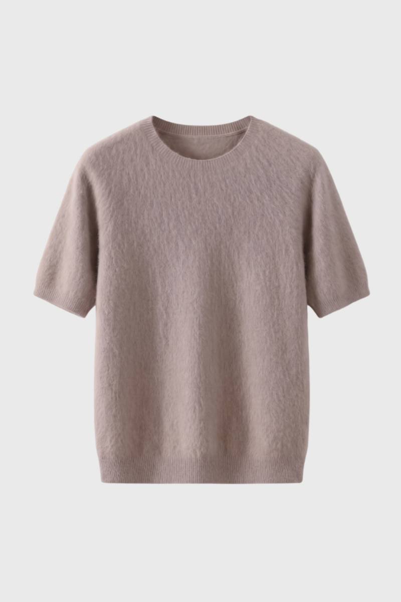 Gebreide Trui Heren - Korte Mouwen Comfortabele Pasvorm | Modern — Taupe