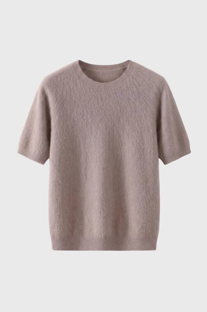 Gebreide Trui Heren - Korte Mouwen Comfortabele Pasvorm | Modern — Taupe