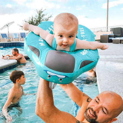 Opblaasbare Zwemhulp Baby met Zonnescherm UPF 50+ en Zacht Drijfcomfort | Veilige Zwemring voor Kinderen Pool en Strand | Visvormige Babyzwemband met Bescherming