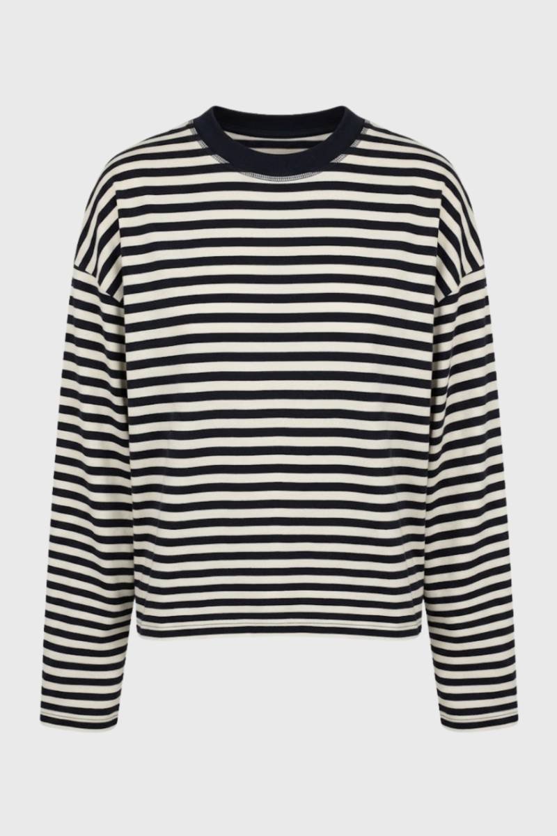 Dames Shirt Oversized Lange Mouwen Gestreept Retro Stijl - StudioMarella