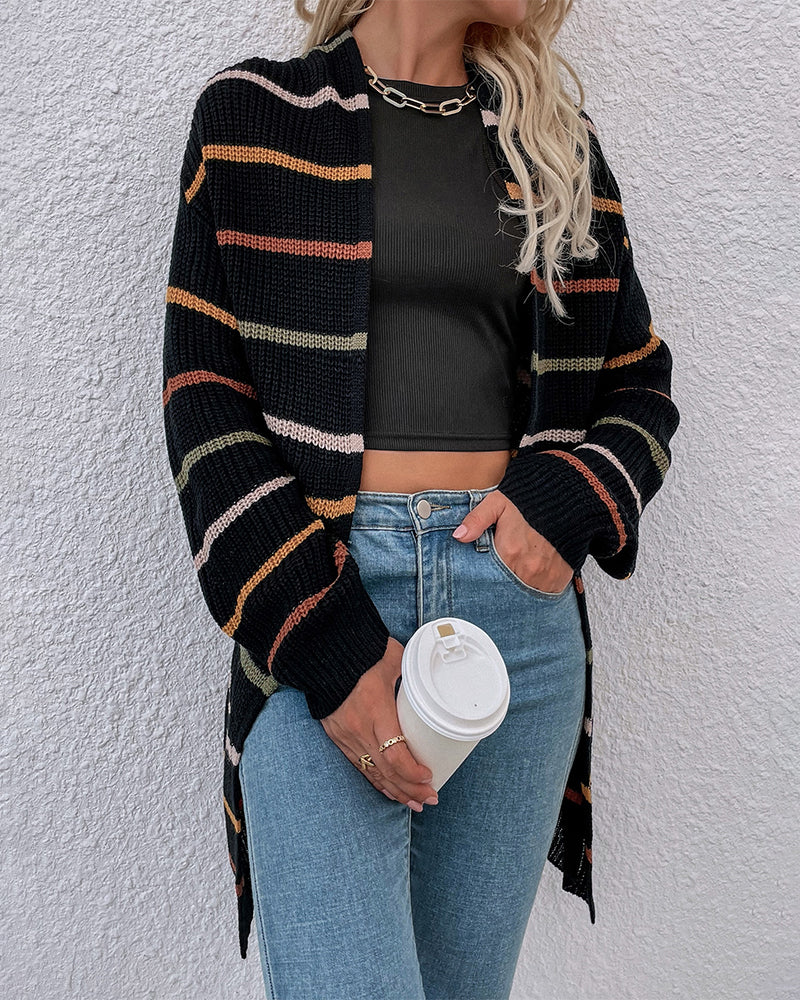 Gestreept vest met verlaagde schouder in de kleur Zwart voor dames in stijl ideaal voor de herfst.