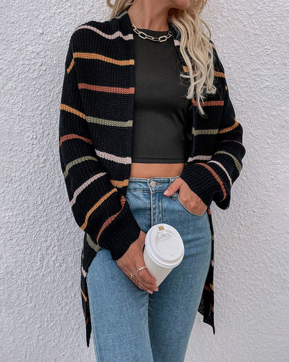 Gestreept vest met verlaagde schouder in de kleur Zwart voor dames in stijl ideaal voor de herfst.