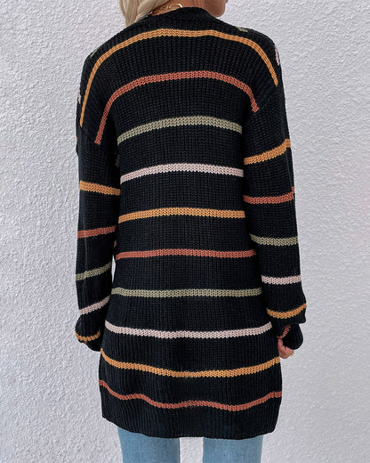 Gestreept vest met verlaagde schouder in de kleur Zwart voor dames in stijl ideaal voor de herfst.