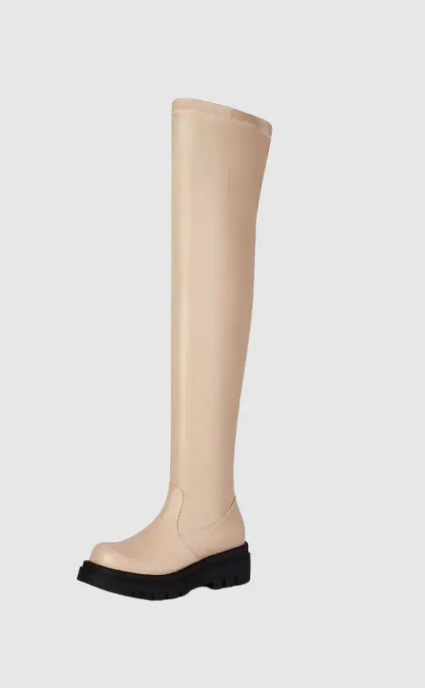 Hoge Hak Laars Overknee Zwart Chic Stijl