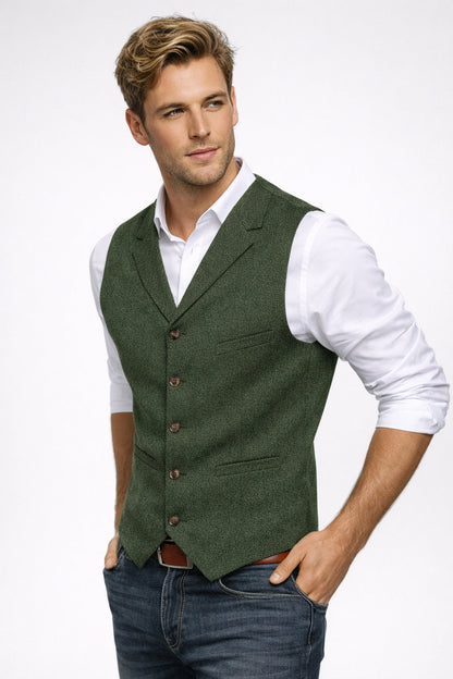 Heren Gilet Formeel Met Knoopsluiting en Revers Klassieke Stijl - StudioMarella