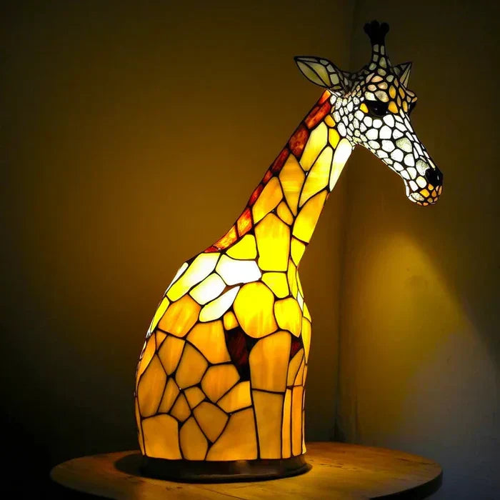 Decoratieve Tafellamp met Dierenprint Gebrandschilderd Glas Effect 15cm Warm Sfeerlicht voor Woonkamer Slaapkamer Nachtkastje