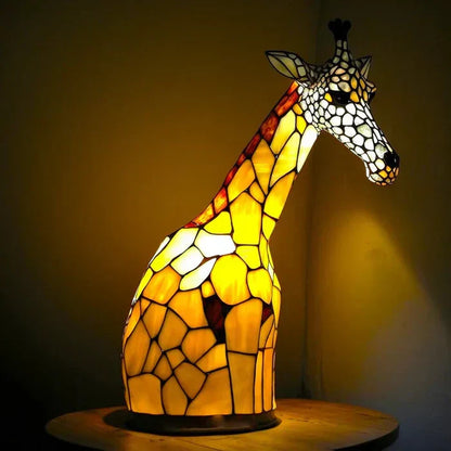 Decoratieve Tafellamp met Dierenprint Gebrandschilderd Glas Effect 15cm Warm Sfeerlicht voor Woonkamer Slaapkamer Nachtkastje