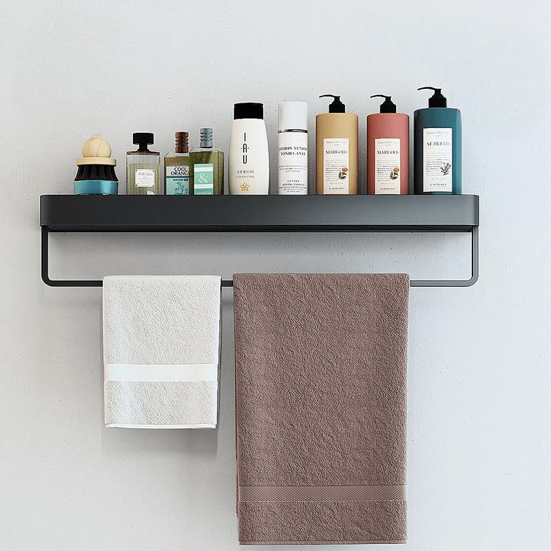 Wandplankje Doucherek met Zelfklevende Montage zonder Boren Roestvrij Staal ABS 30-50 cm Zwart Wit met of zonder Handdoekhaak