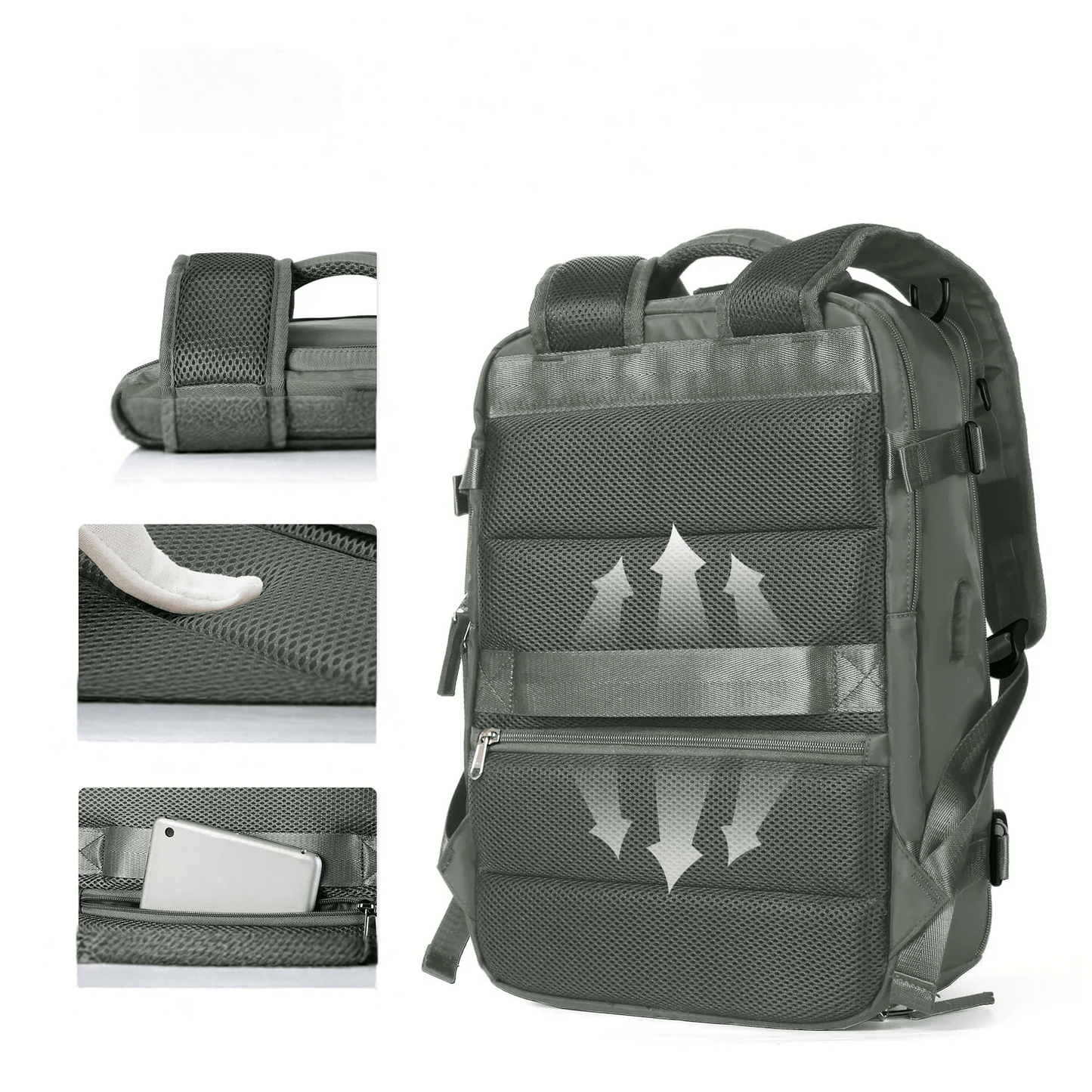 Waterbestendige Reistas met USB-Oplaadpoort — Laptop Rugzak 35L Nylon met Gescheiden Vakken Nat & Droog
