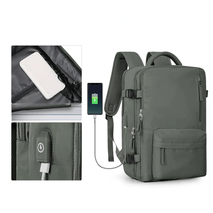 Waterbestendige Reistas met USB-Oplaadpoort — Laptop Rugzak 35L Nylon met Gescheiden Vakken Nat & Droog