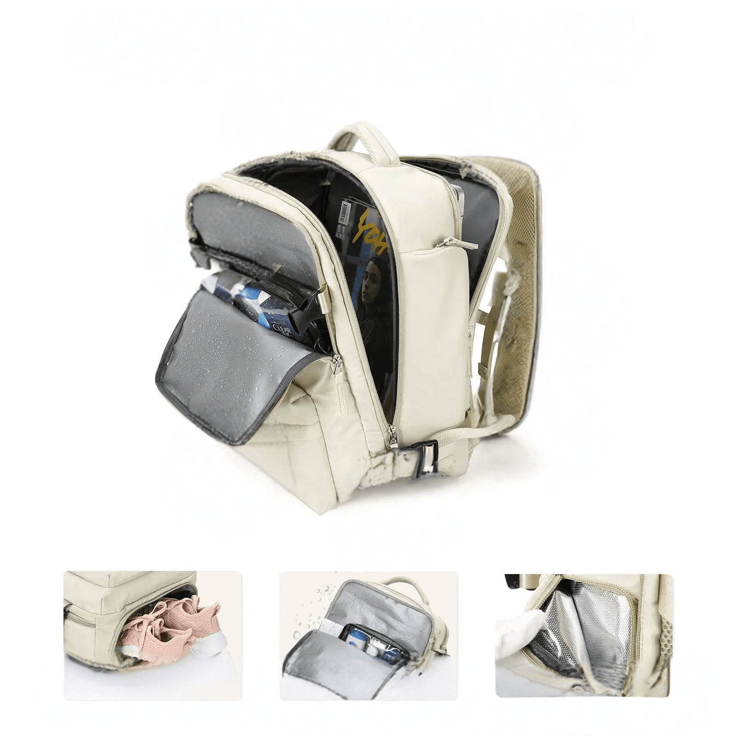 Waterbestendige Reistas met USB-Oplaadpoort — Laptop Rugzak 35L Nylon met Gescheiden Vakken Nat & Droog