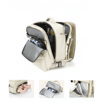 Waterbestendige Reistas met USB-Oplaadpoort — Laptop Rugzak 35L Nylon met Gescheiden Vakken Nat & Droog