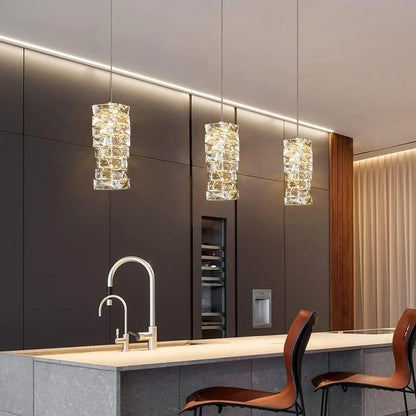 Hanglamp Kristal Gestapeld Ijsblok LED Goud Chroom Sfeerlamp Bar Eetkamer Modern