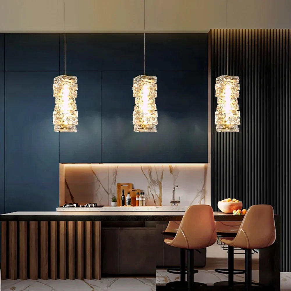 Hanglamp Kristal Gestapeld Ijsblok LED Goud Chroom Sfeerlamp Bar Eetkamer Modern