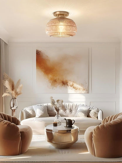 Glazen Bol Plafondlamp Getextureerd Glas Semi-Flush Verlichting voor Elke Ruimte