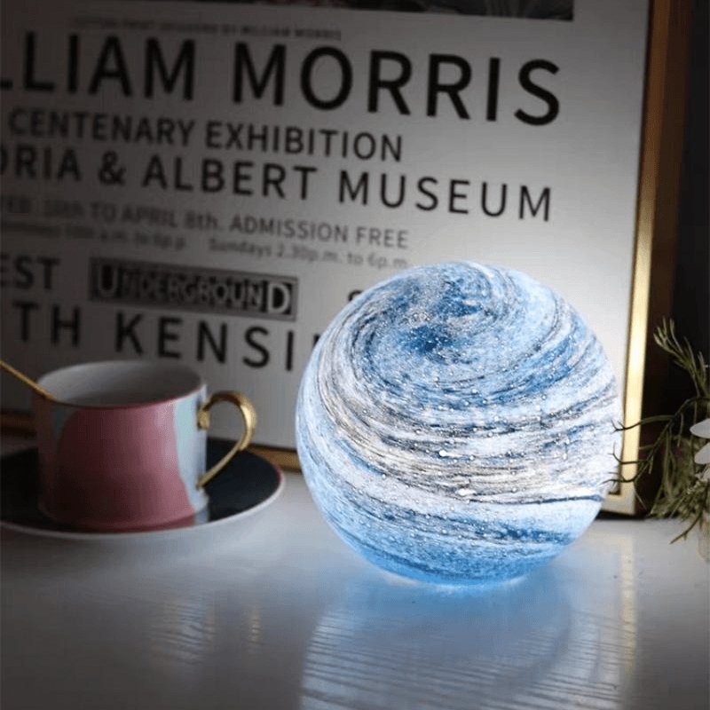 Glazen maanlamp met kosmisch design en sfeerverlichting voor slaapkamer en woonkamer