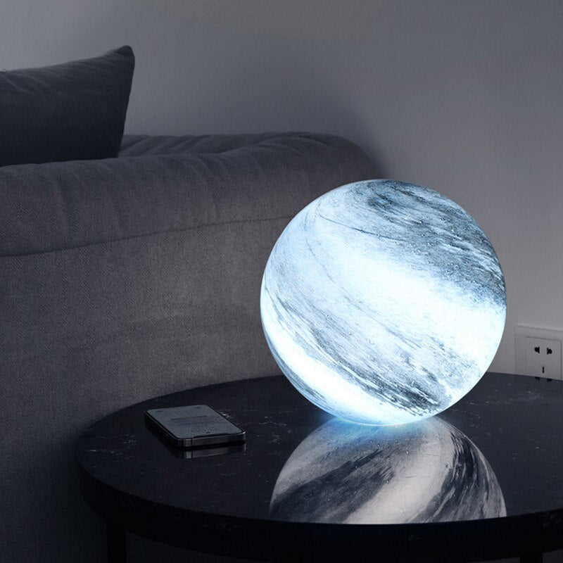 Glazen maanlamp met kosmisch design en sfeerverlichting voor slaapkamer en woonkamer