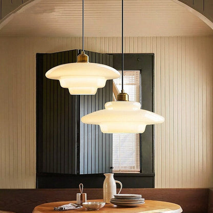 Hanglamp Gelaagd Melkglas Messing Art Deco Eettafel Woonkamer Vintage Stijl