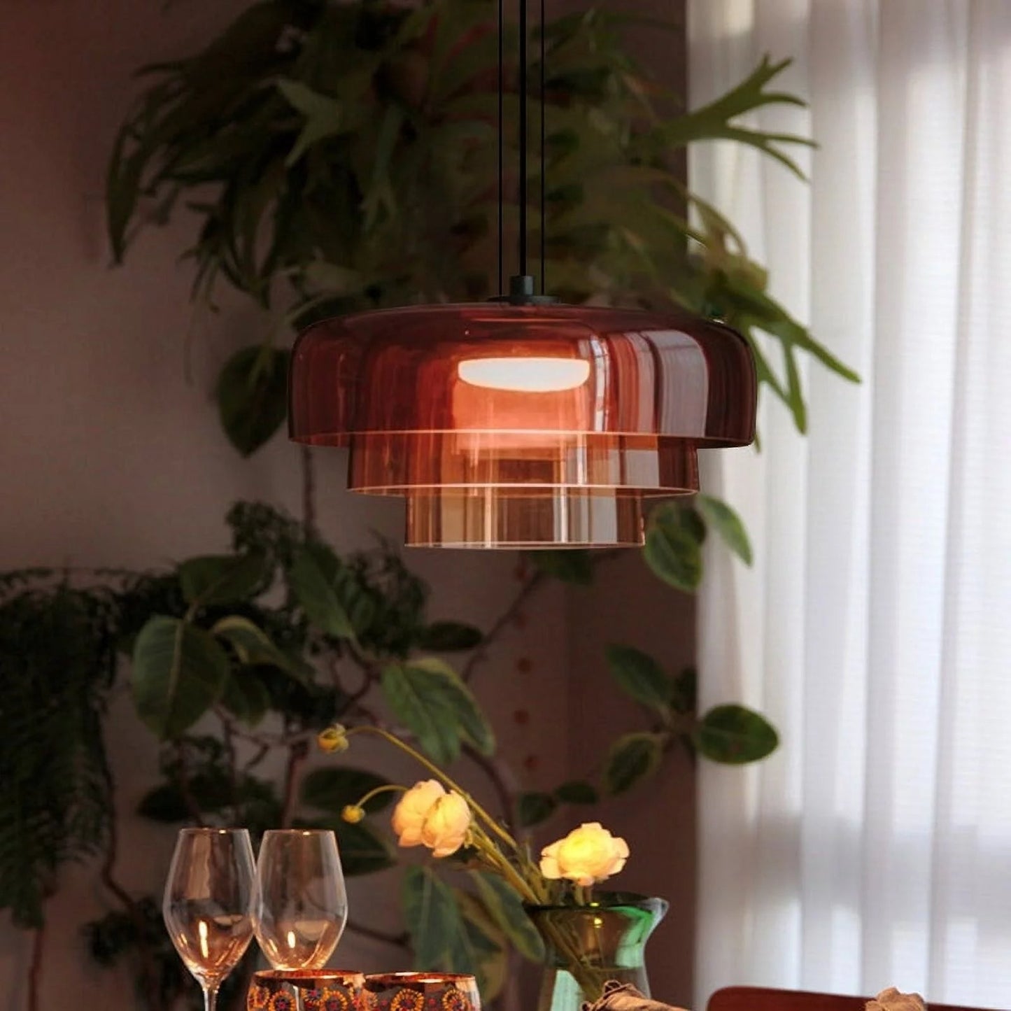 Hanglamp Glas Nordisch Design Gelaagd 1 2 3 Niveaus Oranje Groen Grijs Eetkamer Keuken Woonkamer Pendellamp Warm Licht LED Verstelbaar