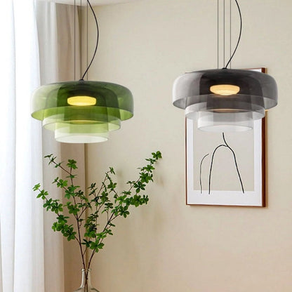 Hanglamp Glas Nordisch Design Gelaagd 1 2 3 Niveaus Oranje Groen Grijs Eetkamer Keuken Woonkamer Pendellamp Warm Licht LED Verstelbaar