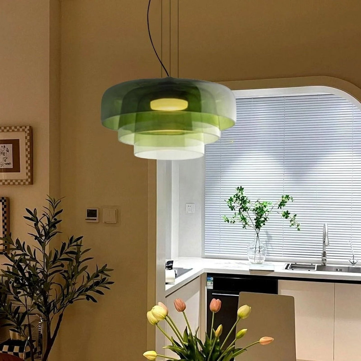 Hanglamp Glas Nordisch Design Gelaagd 1 2 3 Niveaus Oranje Groen Grijs Eetkamer Keuken Woonkamer Pendellamp Warm Licht LED Verstelbaar