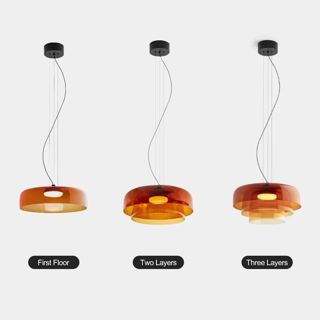 Hanglamp Glas Nordisch Design Gelaagd 1 2 3 Niveaus Oranje Groen Grijs Eetkamer Keuken Woonkamer Pendellamp Warm Licht LED Verstelbaar
