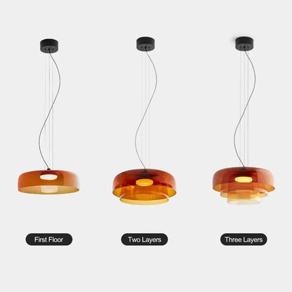 Hanglamp Glas Nordisch Design Gelaagd 1 2 3 Niveaus Oranje Groen Grijs Eetkamer Keuken Woonkamer Pendellamp Warm Licht LED Verstelbaar