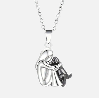 Knuffelige Omarming Ketting Symboliek Hond Kat Vrouw Man Goud Zwart Rosé