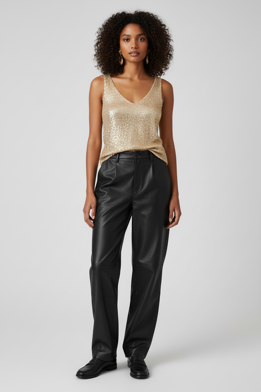 Glitter V-hals Top met Pailletten - StudioMarella