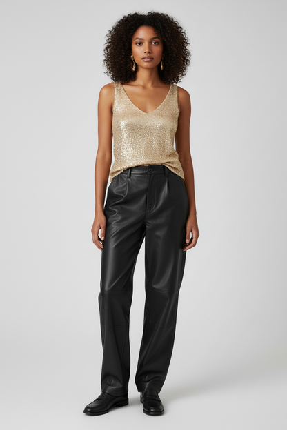 Glitter V-hals Top met Pailletten - StudioMarella