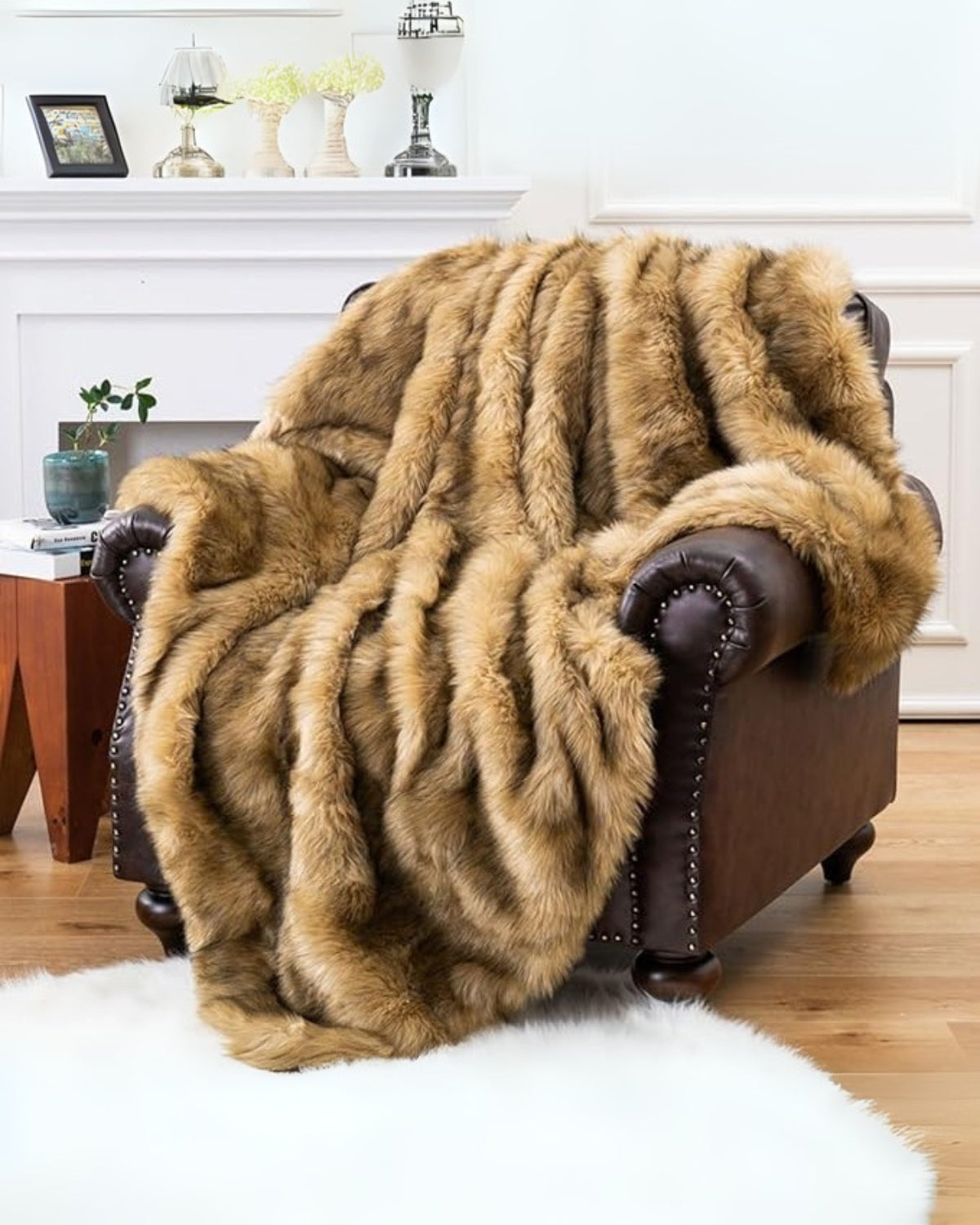 Imitatiebont Plaid 127x152cm of 150x200cm Wit Bruin Grijs Goud Scandinavische Woonkamer Slaapkamer Decoratieve Luxe Zachte Textiel Premium Woondeken