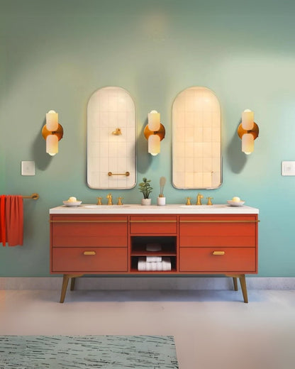 Sansoti | Wandlamp met Dubbele Glazen Kappen voor Slaapkamer en Woonkamer – E27 Wandverlichting
