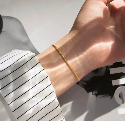 Minimalistisch Slangarmband Edelstaal Dames Sierlijk Verstelbaar Goud Zilver Rosé