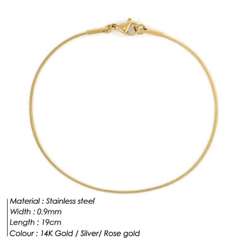 Minimalistisch Slangarmband Edelstaal Dames Sierlijk Verstelbaar Goud Zilver Rosé