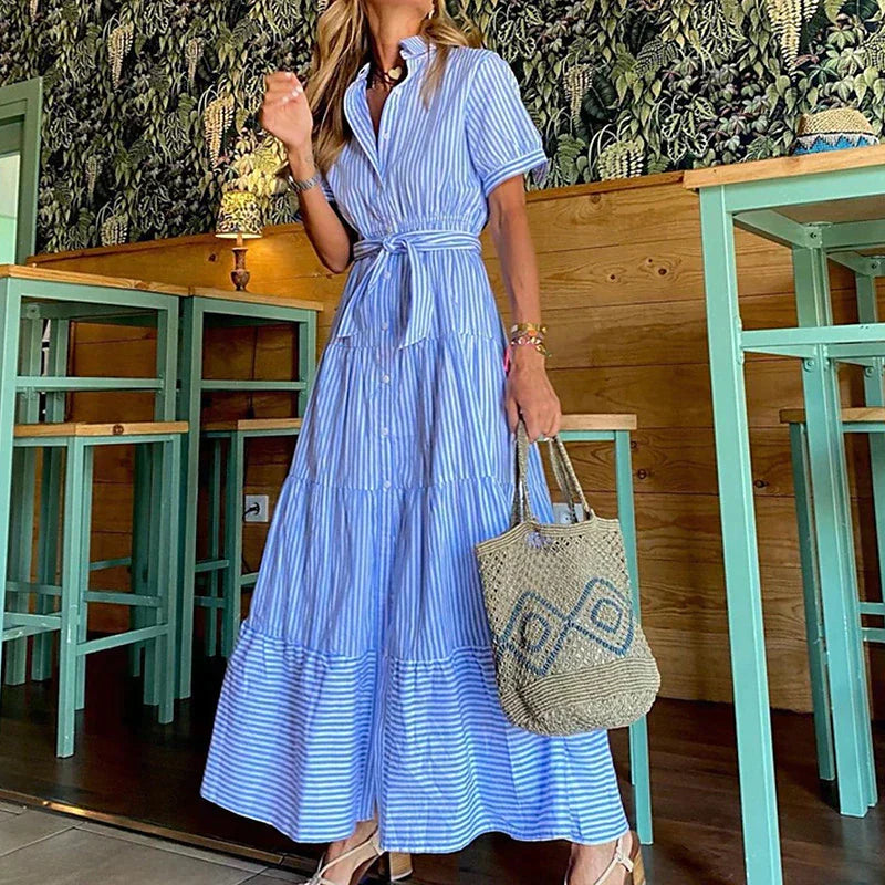 Zomer Maxi Jurk met Strepen Stijlvol Design - StudioMarella
