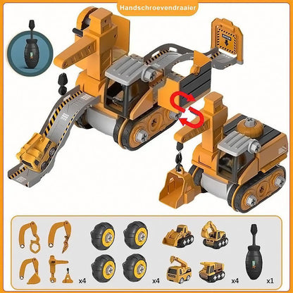 Educatief Bouwspeelgoed Graafmachine met Schroevendraaier voor Motoriekontwikkeling en Constructief Spelen