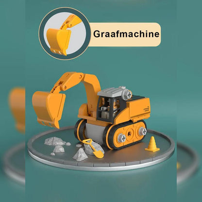 Educatief Bouwspeelgoed Graafmachine met Schroevendraaier voor Motoriekontwikkeling en Constructief Spelen