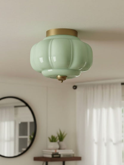 Retro Plafondlamp met Melkglazen Kap – Verfijnde Semi-Flush Mount Verlichting voor Moderne Interieurs