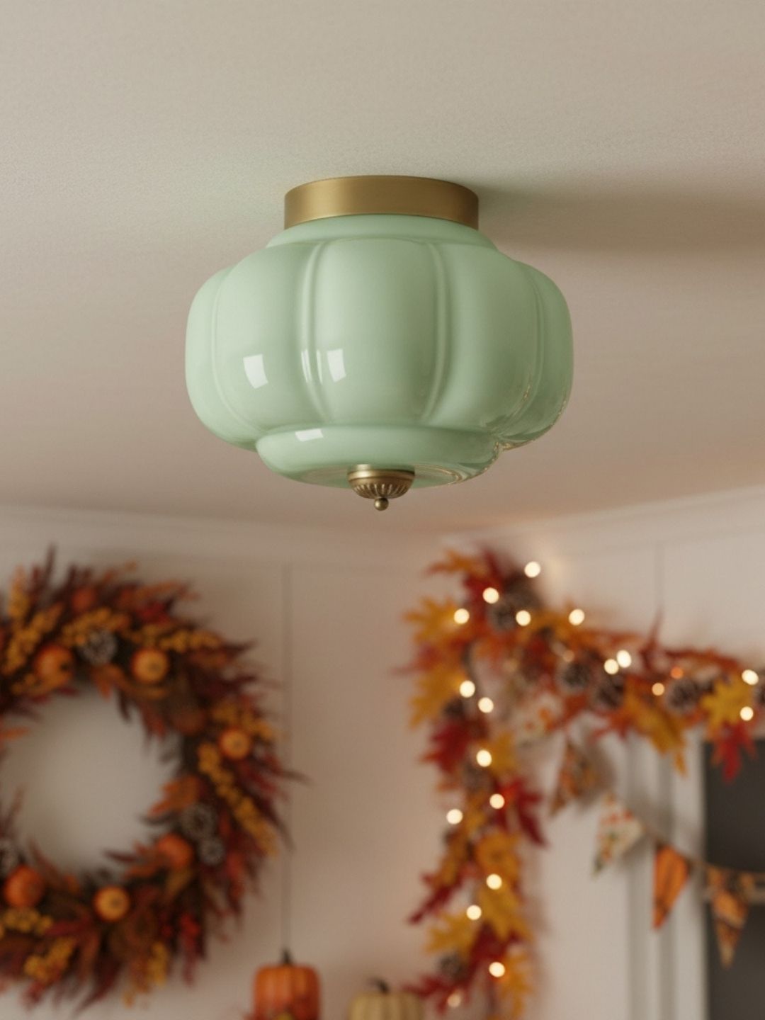 Retro Plafondlamp met Melkglazen Kap – Verfijnde Semi-Flush Mount Verlichting voor Moderne Interieurs