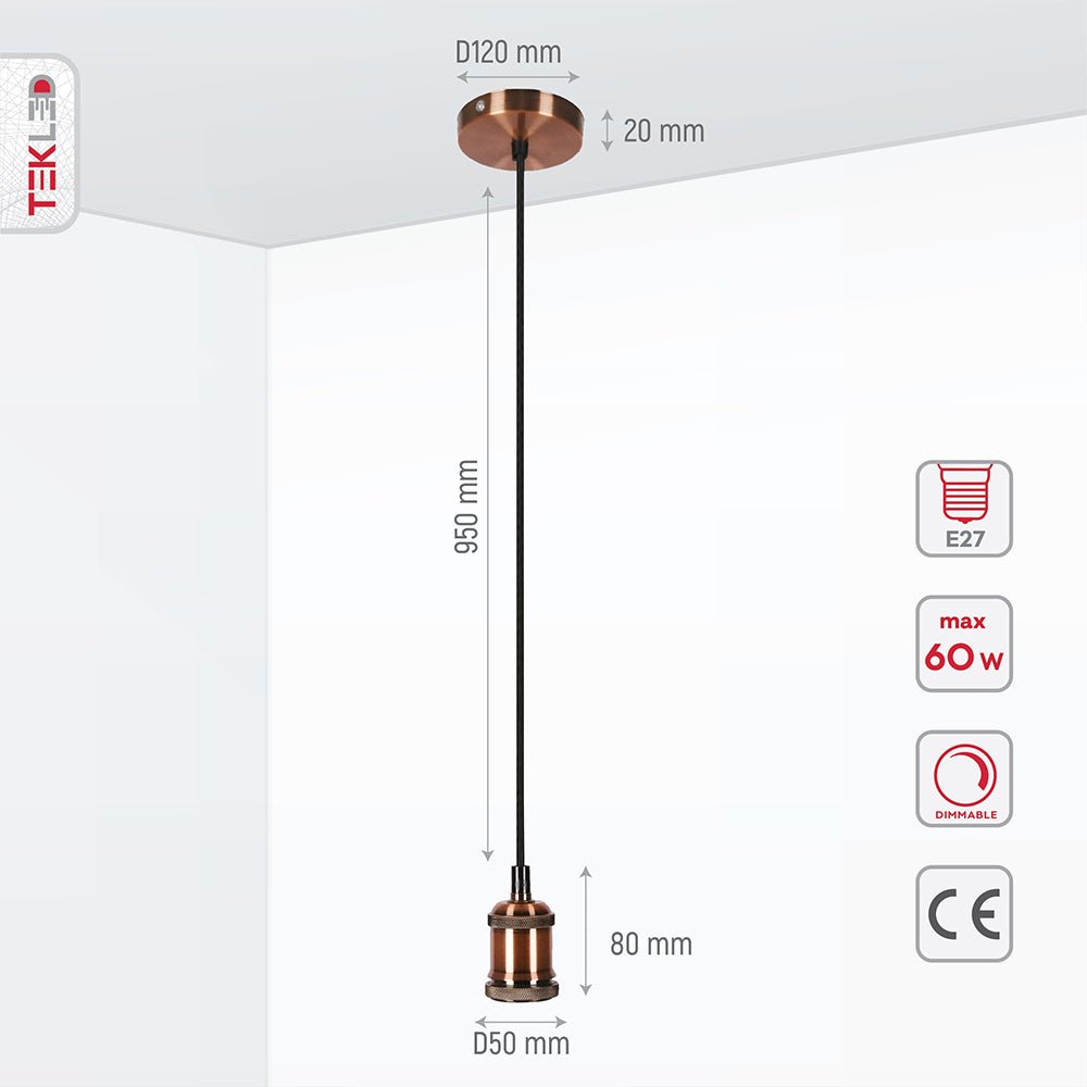 Hanglamp Vintage Industrieel Retro E27 Antiek Rood Brons Goud Nikkel Dimbaar Verstelbaar