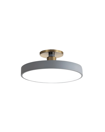 Moderne ronde plafondlamp met goud detail en acryl diffuser – minimalistische semi flush design verlichting voor woonkamer en slaapkamer