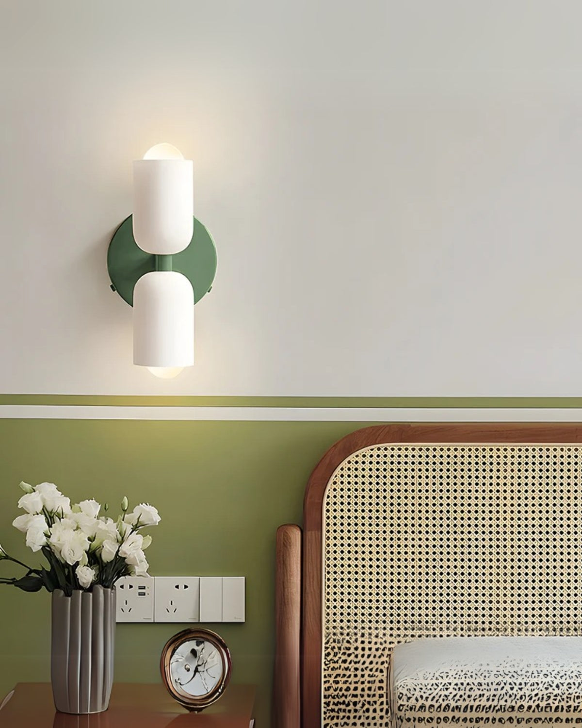 Sansoti | Wandlamp met Dubbele Glazen Kappen voor Slaapkamer en Woonkamer – E27 Wandverlichting